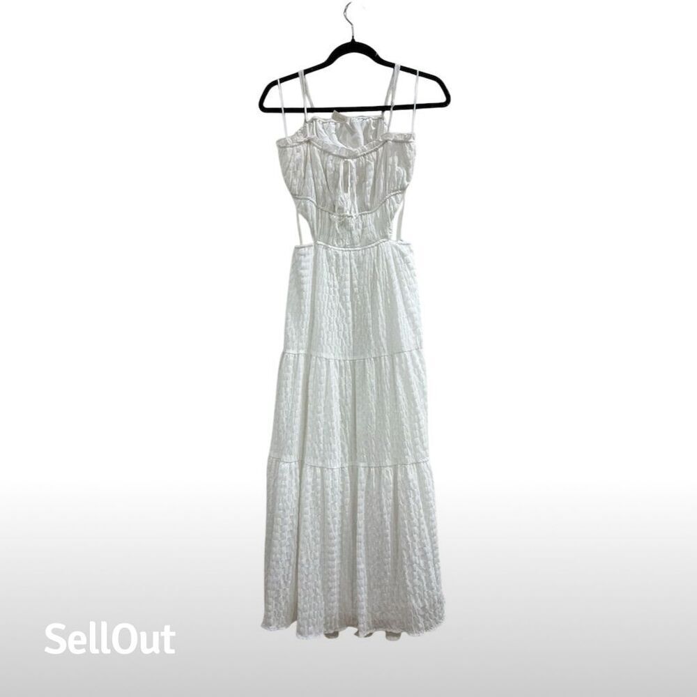 Mahina Women's White Spaghetti Strap Maxi Dress Size S